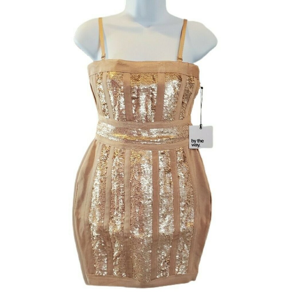 Gold Sequin Bandage Bodycon Mini Strapless Dress